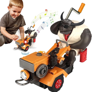 اسباب بازی ماشین چمن زن نارنجی و گاو باغبان MR.Cow Funny Tractor toy_اسباب بازی